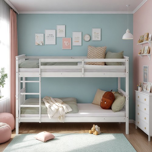 Etagenbett 90x200 Kinderbett Holz Weiß Junge Mädchen Rausfallschutz Homestyle4u