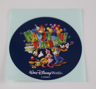 New Walt Disney World Happy Birthday Blue Round 2.5'' Sticker