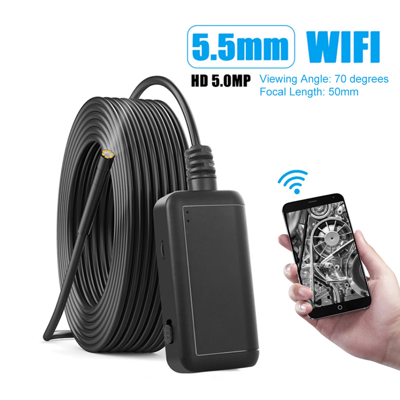 0.2in 5MP IP67 6 LEDs WiFi Endoscope Borescope Inspection Camera For IOS / Andro