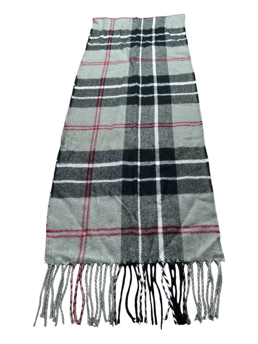 Dockers Mens Classic Scarf 68 inches grey, black, white, and red