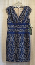 NWT Short Cocktail Dress Size 8 Blue Lace over Beige Lining Simply Liliana SEXY!