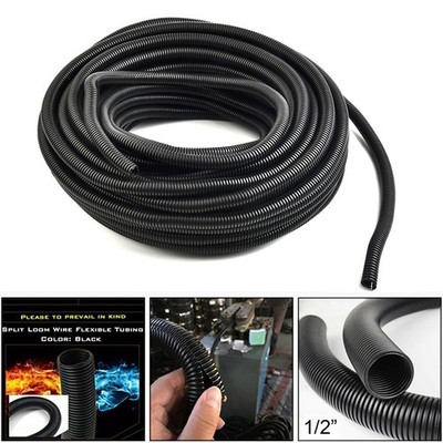 30m 1/2inch Conduit Split Black Flexible Cable Tidy Tube Trunking Flexible Use