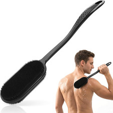 Silicone Back Scrubber for Shower, Long Handle Silicone Body Scrubber with 5.4"