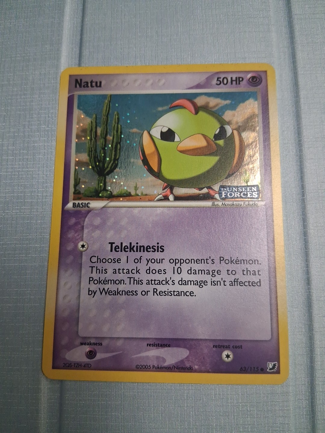 Pokemon Natu #63/115 EX Unseen Forces Stamped Reverse NM Fast Ship