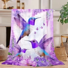 Hummingbird Blanket Lovely Purple Hummingbird Gifts for Kids Adults - 60"x50"...