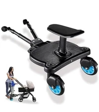 2-in-1 Universal Stroller Board With Seat - Sit or Stand Ride-On Buggy Board