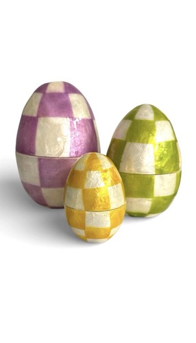 Mackenzie Childs Set of 3 Pastel Capiz Nesting Eggs