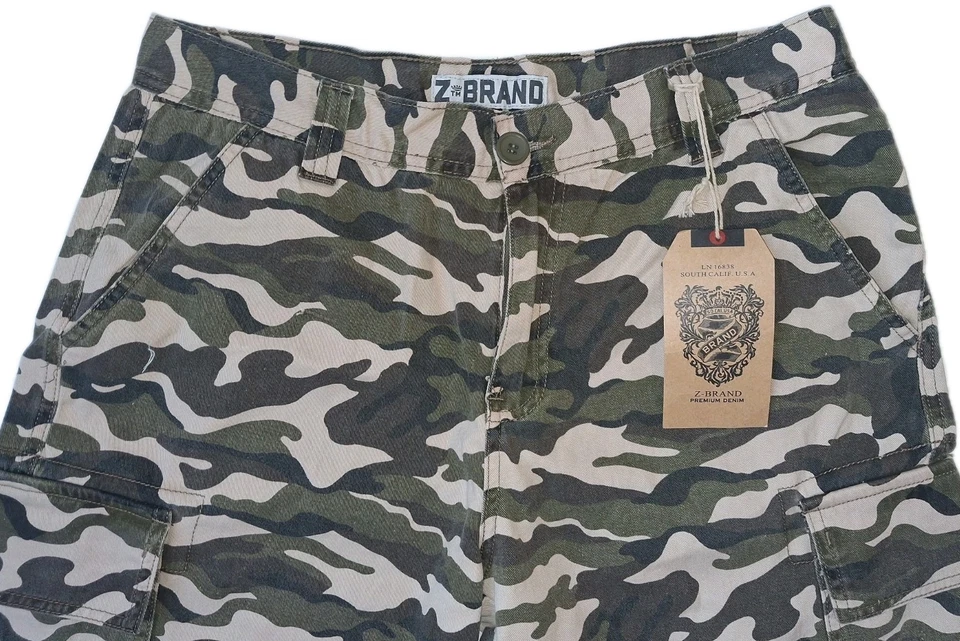 Pantalones Cortos Denim Carga Verde Marca Z Nuevos Con Etiquetas 32 Cintura 12 Entrepierna Foto 2 de 4