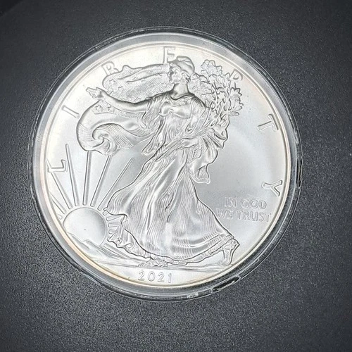 2021 1 Oz Silver Eagle $1 BU with air tight case fineness of 0.999
