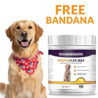 Piccardmeds4pets StrongFlex Max Joint Support Large Dogs 100ct  + FREE Bandana!