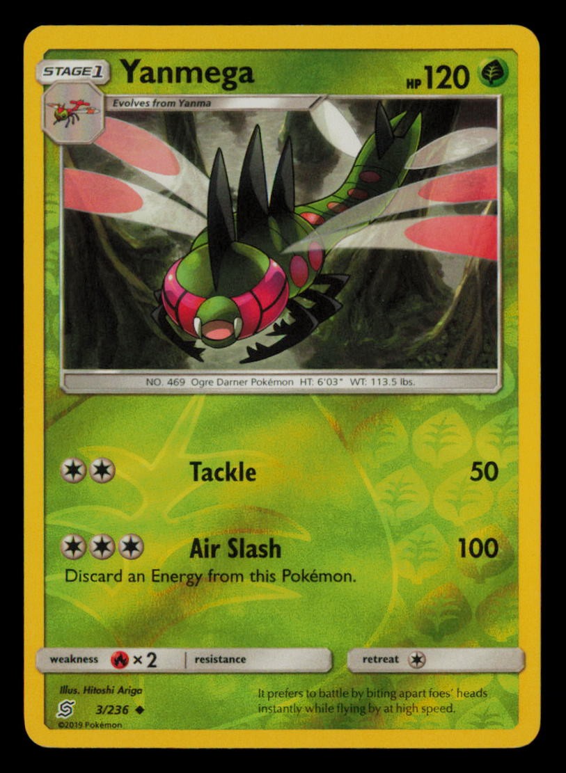 Yanmega 3/236 Uncommon Unified Minds Pokemon Reverse Holo Near Mint
