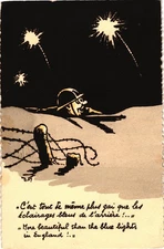 Vintage WWI Soldier Trench Cartoon Postcard French & English Text