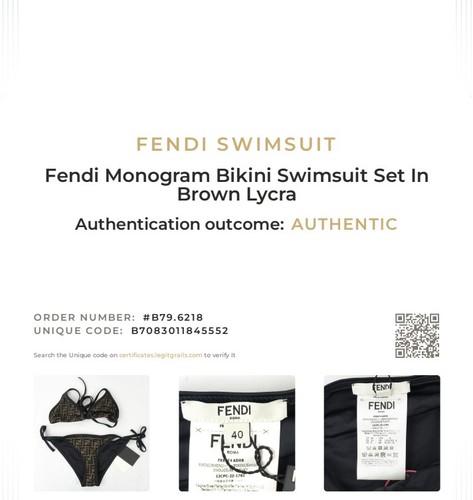 Fendi Bikini Swimsuit Set In Brown Monogram Lycra - Women's Size EU/IT 40 - Picture 12 of 12