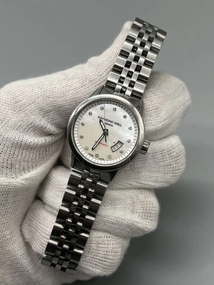 RAYMOND WEIL FREELANCER AUTOMATIC DAMENUHR EDELSTAHL PERLMUTT ZIFFERBLATT - F.5 - Bild 1 von 4