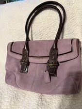 Coach, Soho, Purple, Suede, Leather Trim Flap Closure, Shoulder Bag Vintage