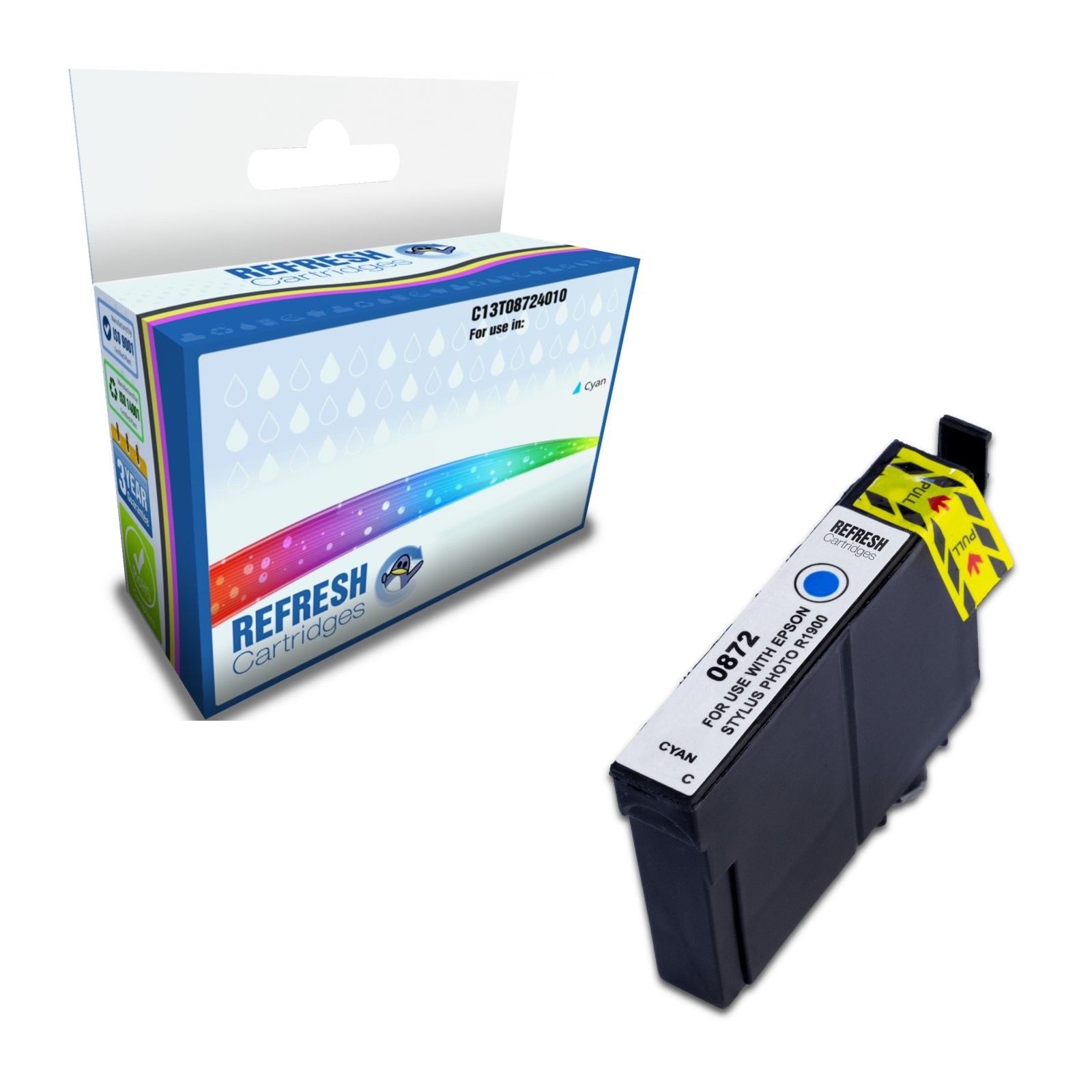 Refresh Cartridges Cyan T0872 Ink Compatible With Epson Printers