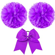 Hanaive 3 Pcs Cheerleading Pom Poms Large, Purple, Matte