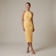 EVER NEW Melbourne Yellow Halter Cut Out Midi Dress Size US 2
