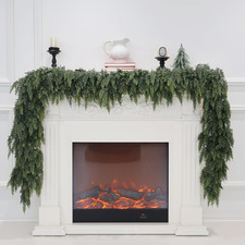 6FT 2PCS Christmas Cedar Garland Real Touch Greenery for Mantle Decor