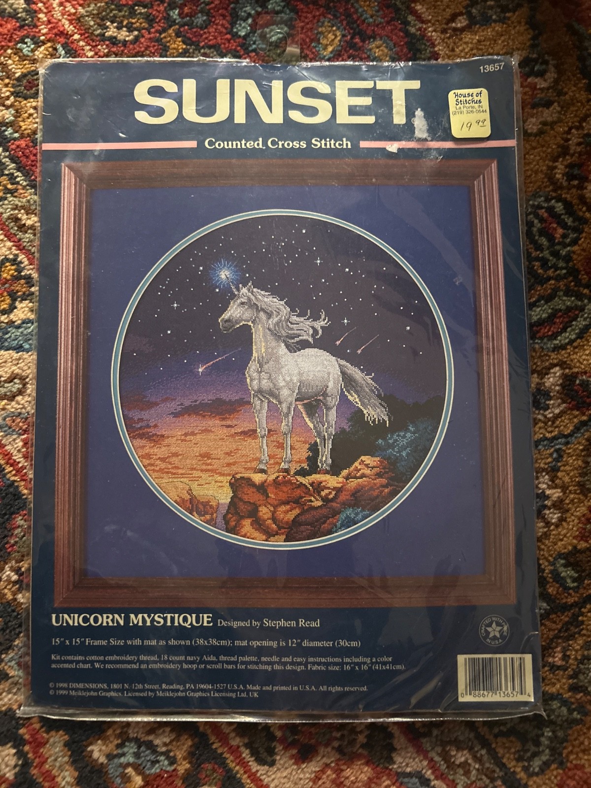 RARE Sunset Unicorn Mystique counted cross stitch kit, seale