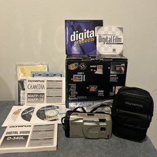 Olympus D-340L Digital Camera 1.3 megapixel Lens 5.5mm 1:2.8 W/Box Case Manuals