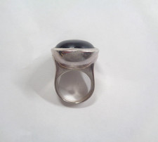 Vintage Taxco Mexico Sterling Silver Black Onyx Tall Modernist Ring sz 7