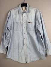 Vintage Carhartt Shirt Mens L Light Blue Denim Chambray Workwear thrashed