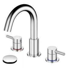 8 In. Widespread Double Handle Bathroom Faucet 3 Hole Sink Faucet with Pop-Up Dr