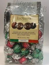 La Suissa Assorted Milk & Dark Chocolate Pralines Bag 24.7oz Hazelnut, Pistachio