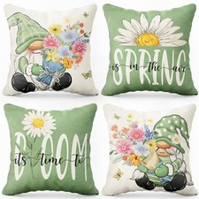 Spring Summer Green Throw Pillow Covers 18x18 18" x 18" Pack of 4 Spring 2