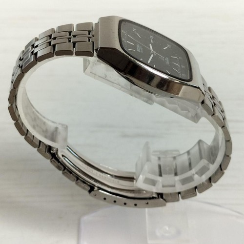 Seiko Silver Wave 8221-502A Quartz Watch Square Black Dial Unique Design - Picture 9 of 12