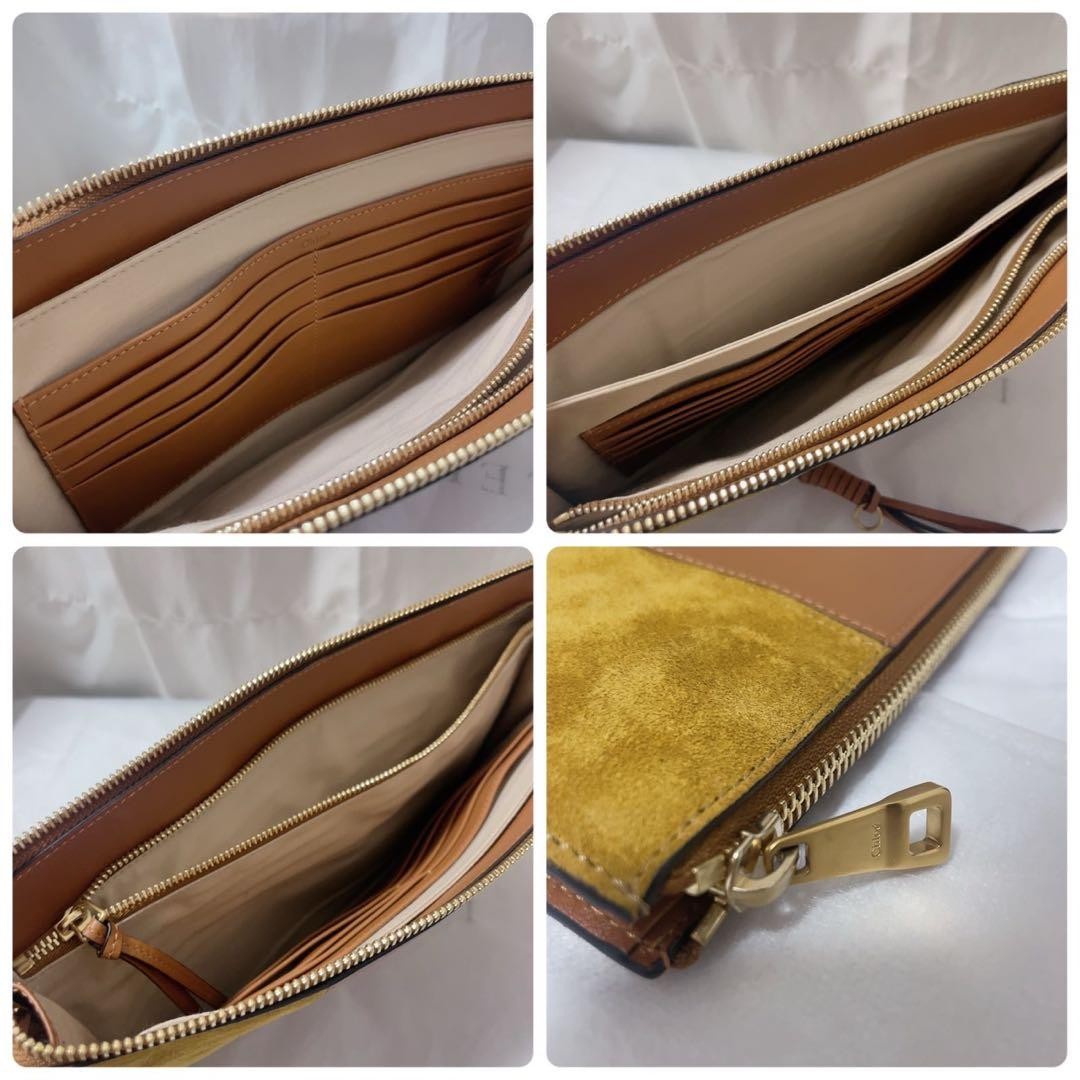 Chloe Clutch Khaki Brown Suede Leather Handbag Authentic Genuine Rare image 3