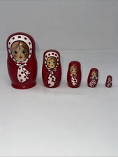 Russian 5pc Wooden Nesting Dolls 4.5”