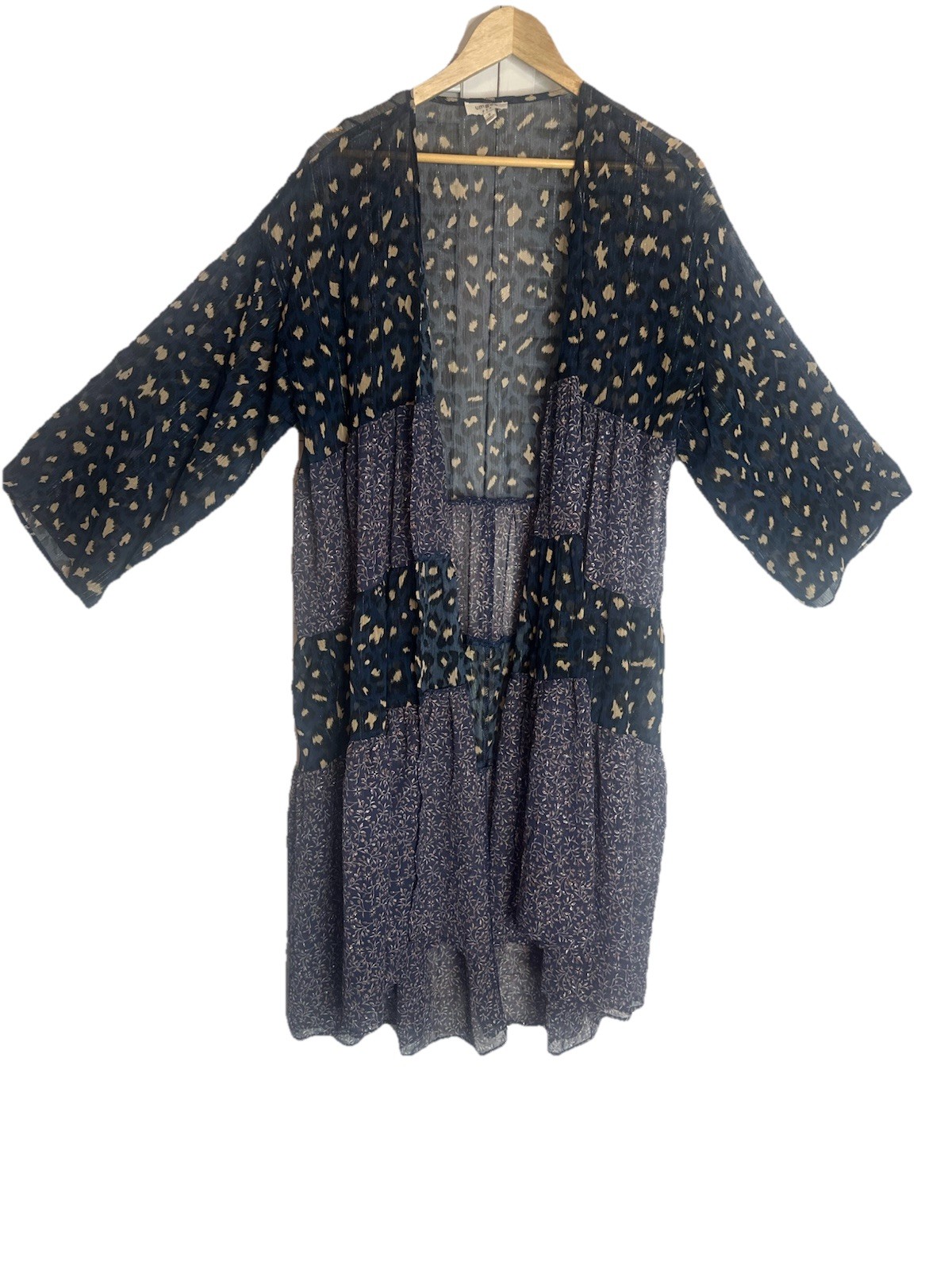 Umgee Patchwork Floral Leopard Metallic Duster Ki… - image 2