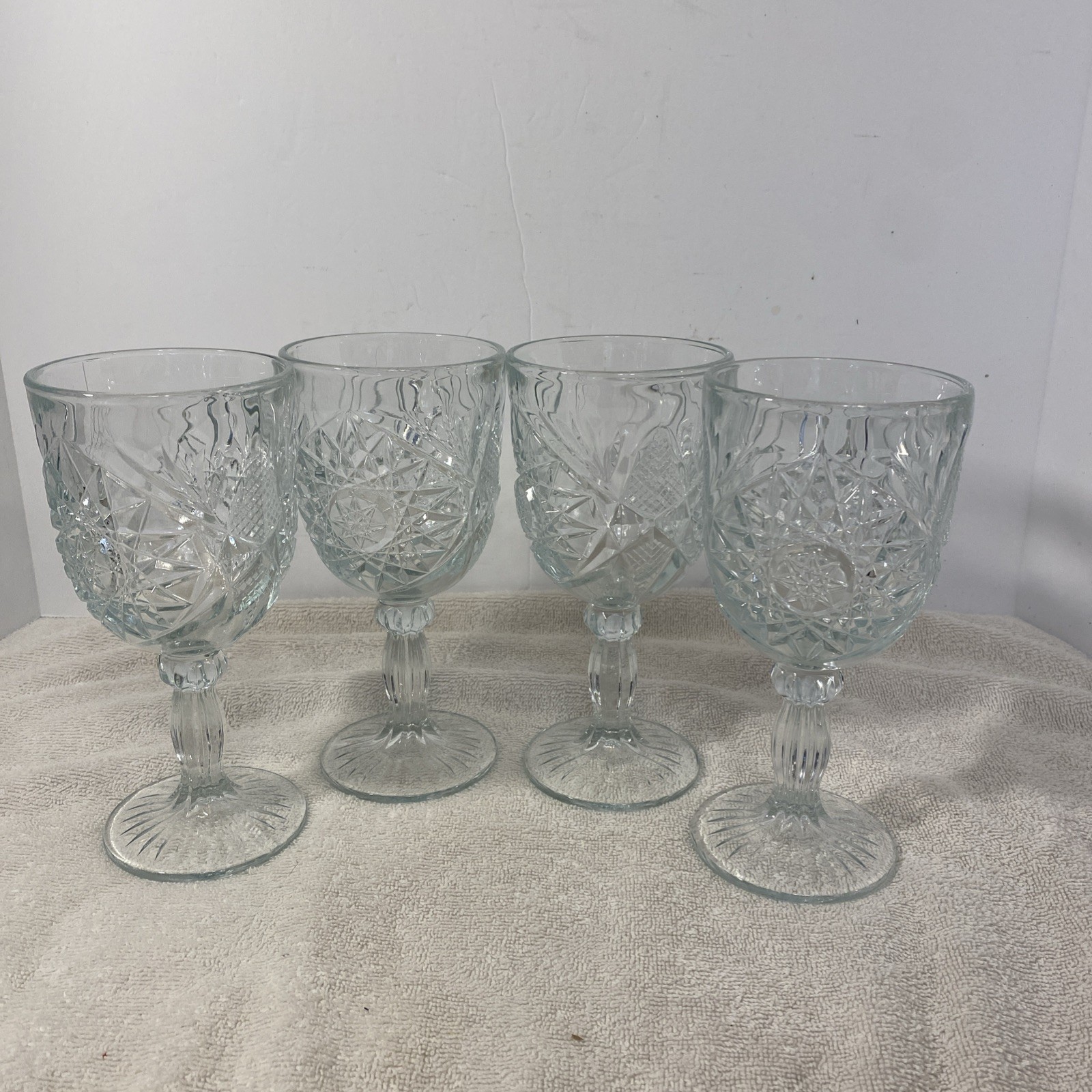 Vintage Libbey HOBSTAR Star of David Water Wine Goblets Set of 4 7.25 Inch