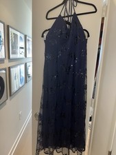 NWOT Dark Blue dress featuring intricate sequin embellishments size small