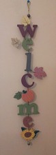 Wooden Hanging Welcome Sign Fall Theme Pumpkin Welcome Door Sign Wall Sign 27"