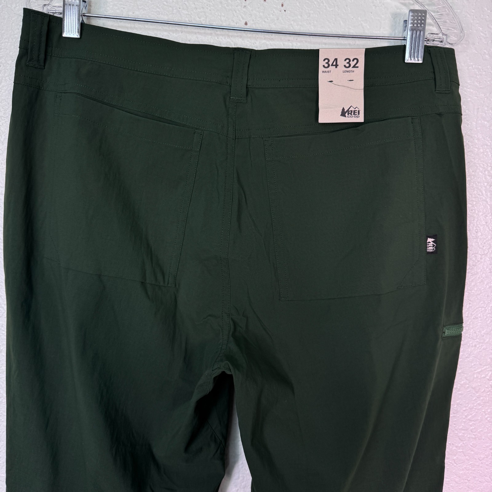 REI Trail Made Pants Mens 34 x 32 Hiking Trail Pant Outdoor UPF 50 NEW Green