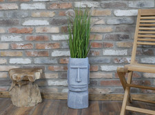 Large 45cm Easter Island Head Planter Stone Moai Face Bust Plant Pot Ornament