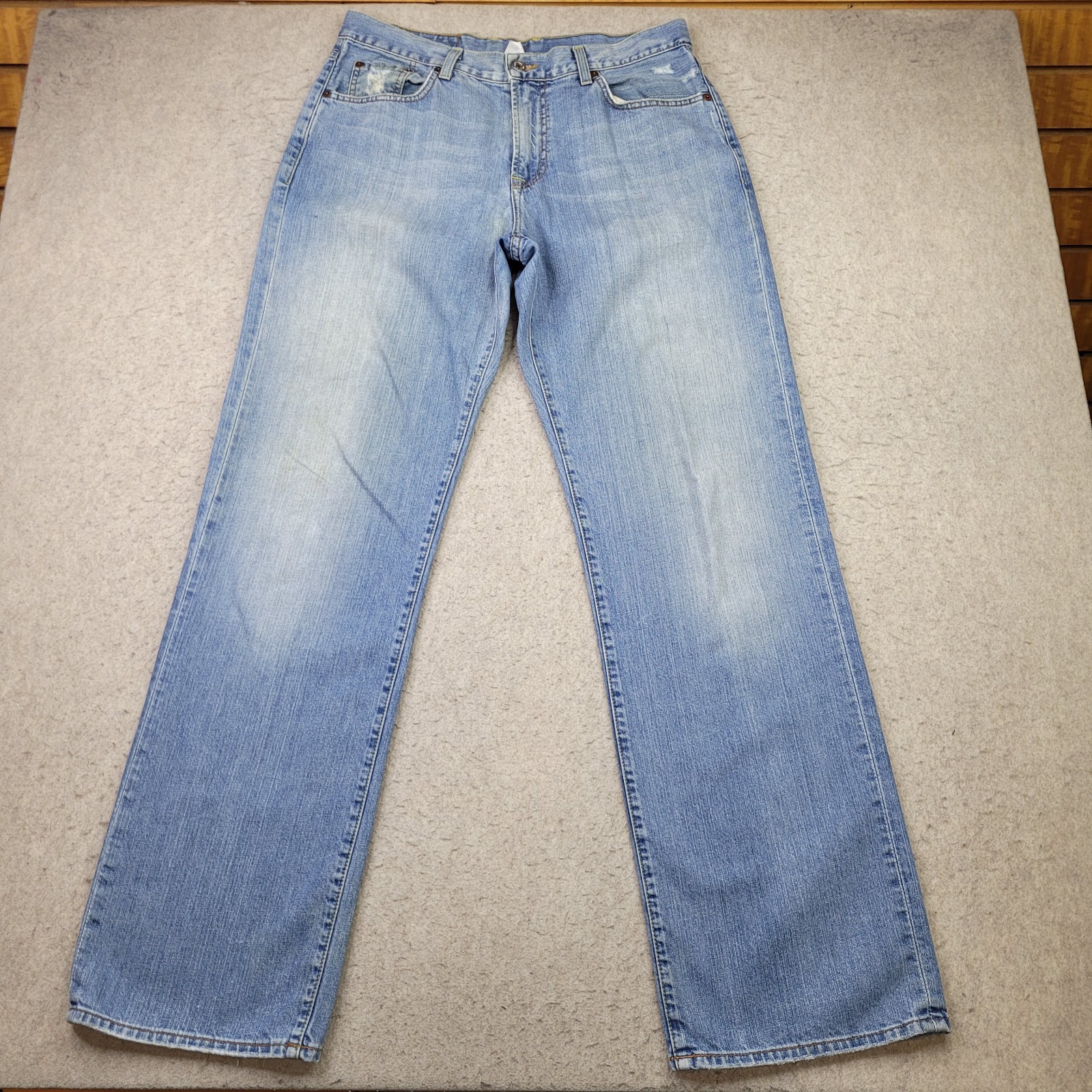 Mens 33x34 Straight Blue Light Wash Baggy Usa