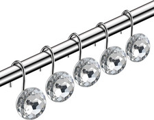 Hblife 12 Pcs Acrylic Decorative Rolling Diamond Shower Curtain Hooks Rust Proof