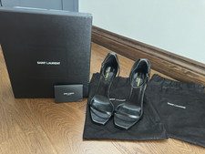YSL Saint Opyum 110 Sandles Black/Silver Heels Size UK 7 (40)