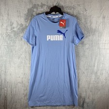 Puma Women's T Shirt Dress XL Slim Tee Essentials Logo Blue Short Sleeve NWT