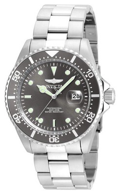 Invicta Pro Diver 22050 Silber Herrenuhr 43mm Quarz Edelstahl graues Zifferblatt ''