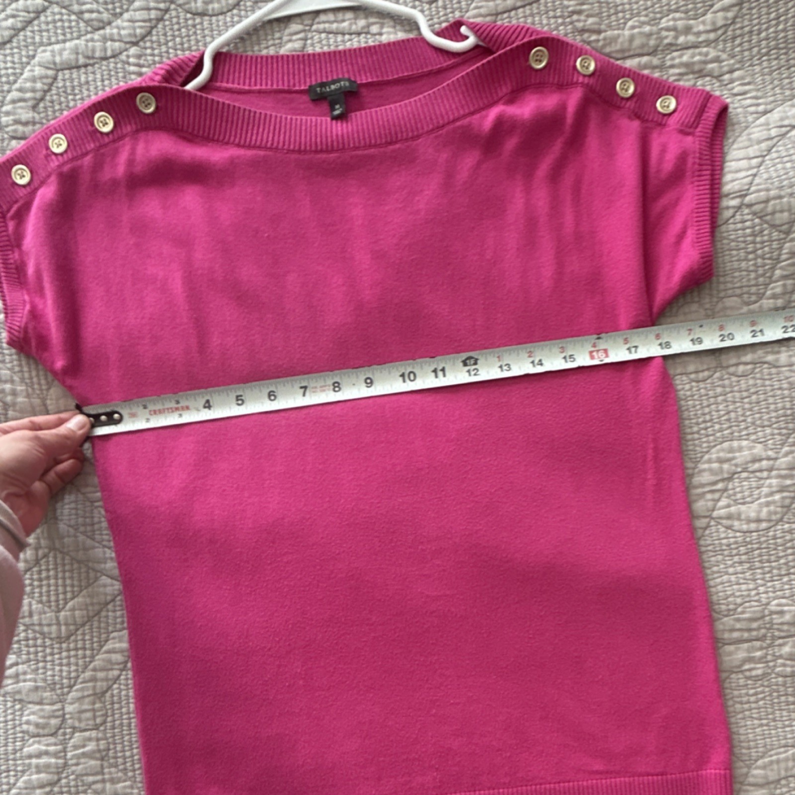 Talbots Knit Pullover Sweater Button Shoulder Pin… - image 4