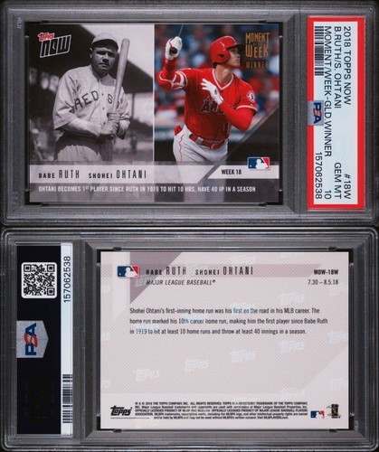 2018 Topps Now #18W Babe Ruth / Shohei Ohtani Gold Winner PSA 10 GEM MINT mvp RC