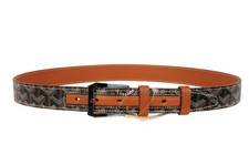 Goyard Florida Belt 95 33 34 Black Brown Leather Goyardine Canvas Leather 5 Hole