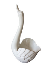 superbe cache pot cygne en céramique blanche vintage