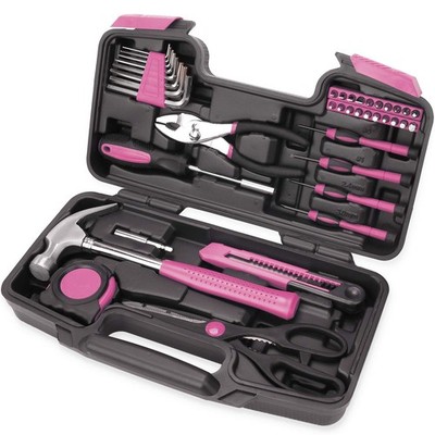 40-Piece All Purpose Household Pink Tool Kit for Girls, Ladies and Women