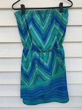 Express Womens Sundress Size SMALL Blue Teal Elastic Waist CUTE Minidress